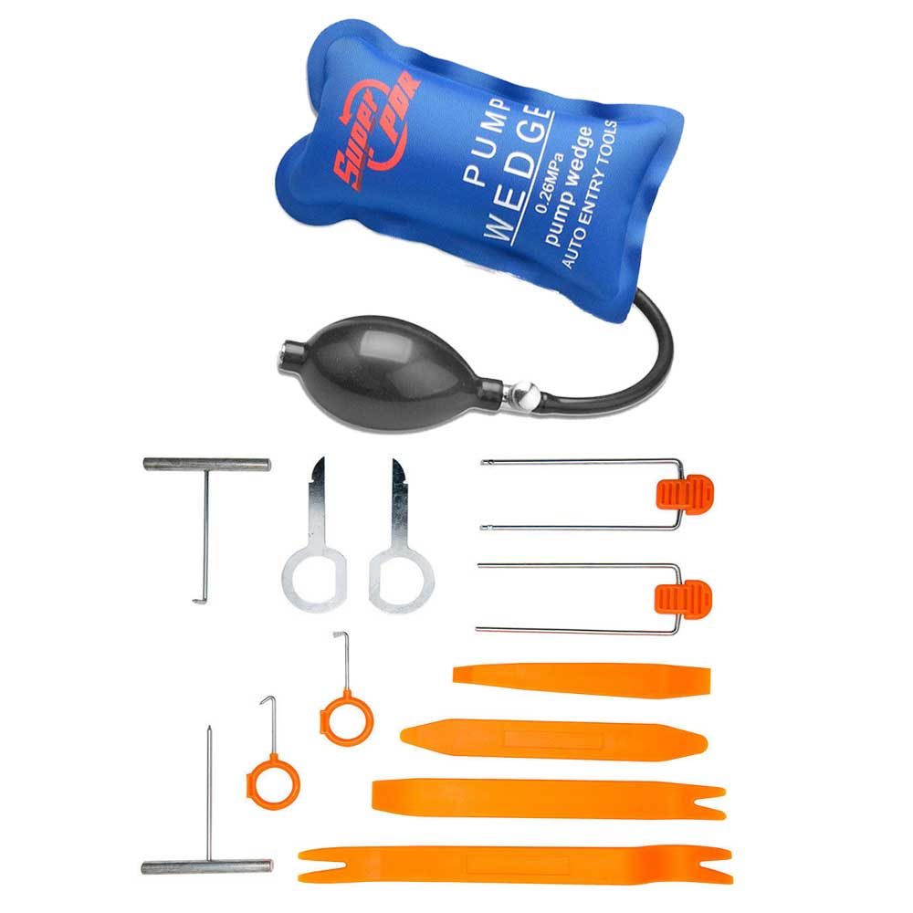 PDR Set Car Panel Removal Open Pry Repair Tools Kit Dash Door Radio Trim + Pump Wedge 13pcs