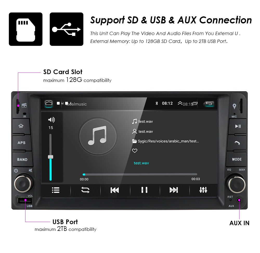 2 DIN 2G - 16G Android 9.0 Universal Car Multimedia Player Car Radio Player Stereo Compatible with Toyota HIACE COROLLA RAV4