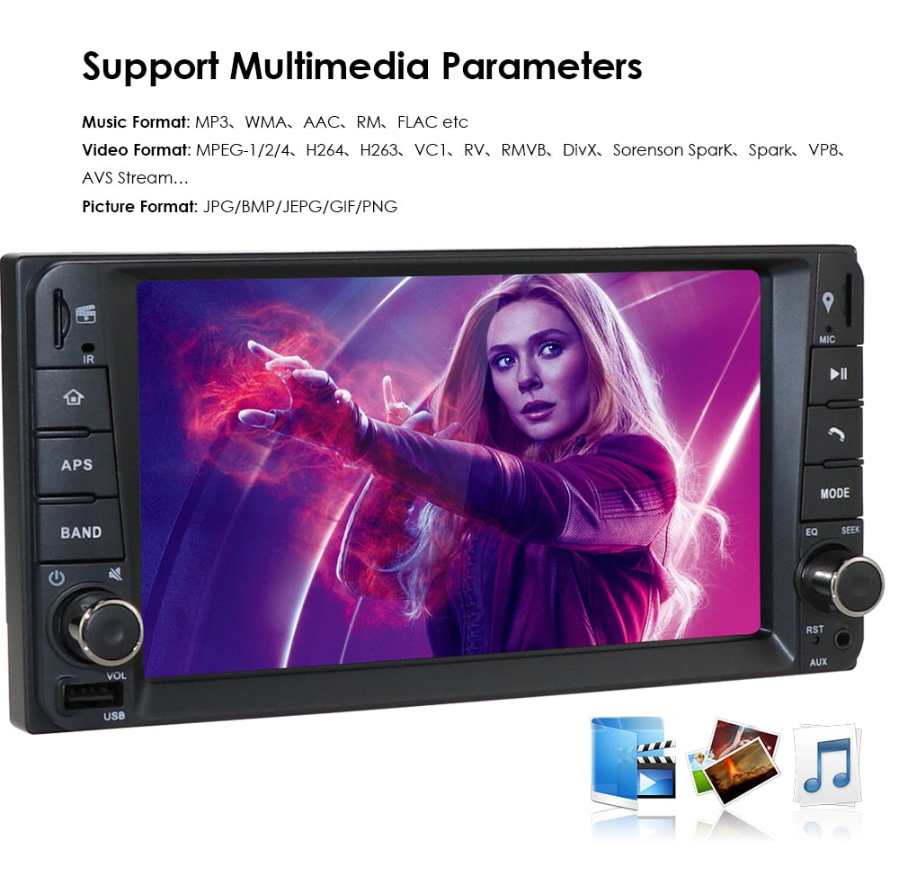 2 DIN 2G - 16G Android 9.0 Universal Car Multimedia Player Car Radio Player Stereo Compatible with Toyota HIACE COROLLA RAV4