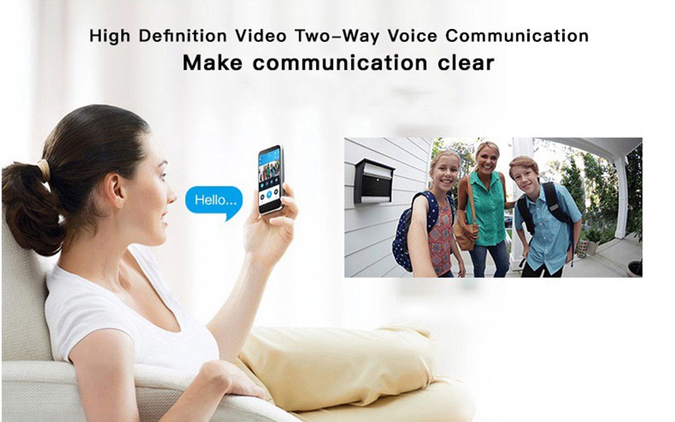 WI-FI Video Door Bell + Extra Chime CCTV Doorbell IR Alarm Wireless Security Camera Doorbell