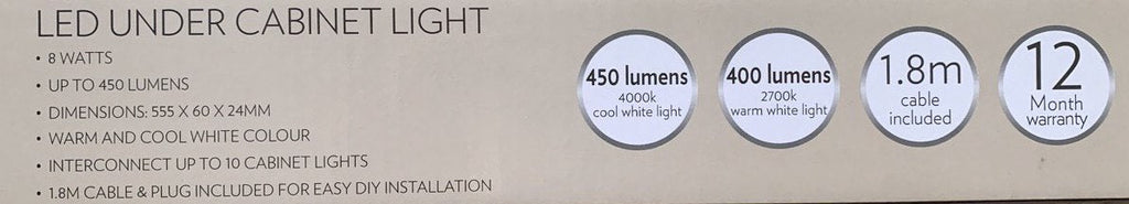 2 x LED Light Under Cabinet Light - Adjustable Angle *Link up to 10 Units!* 2 Colours Feature in 1 LED Light!