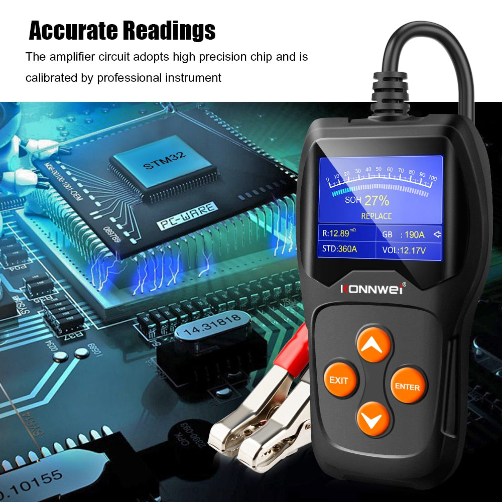 Car Battery Tester 12V 100 to 2000CCA 12 Volts Battery tools for the Car Quick Cranking Charging Diagnostic