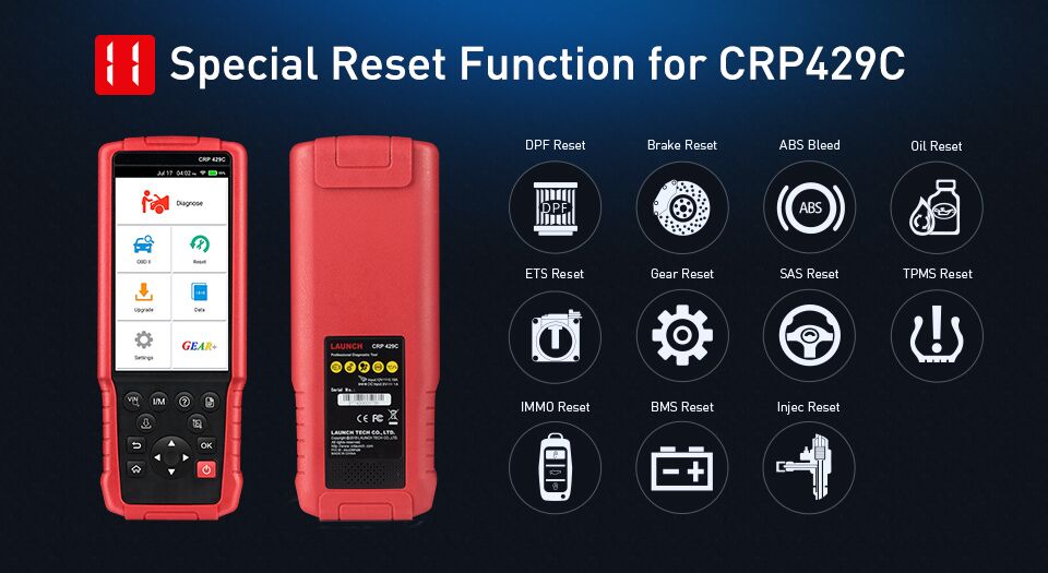 LAUNCH X431 CRP429C OBD2 Scan Tool for Engine, ABS, Airbag, AT +11 Service CRP 429C Auto diagnostic tool Multi-language