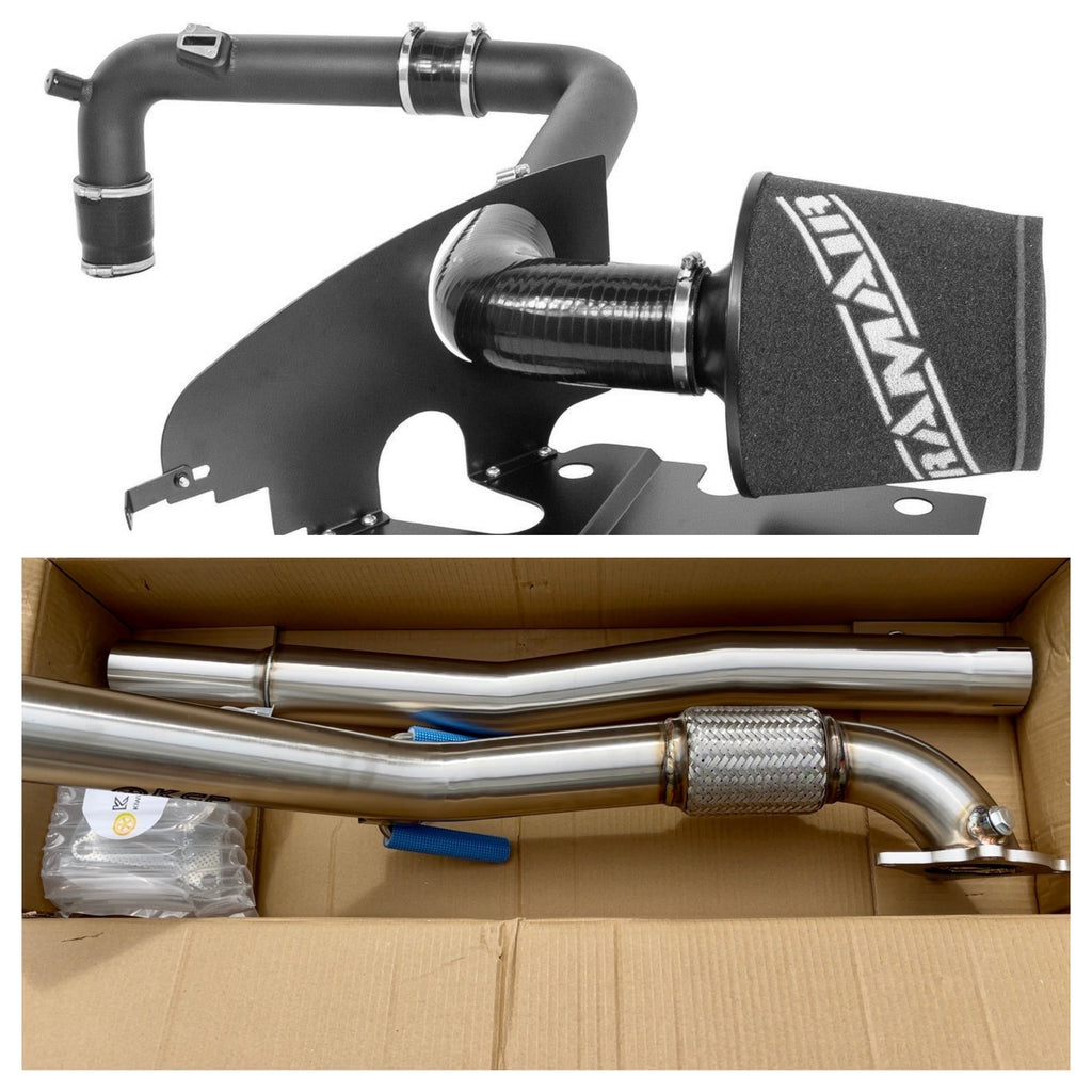 **Combo** Ramair Cold Air Intake Kit and Downpipe Set For VW Golf MK5 GTI GTX 2.0T FSI, Audi A3 FWD 2.0 TFSI