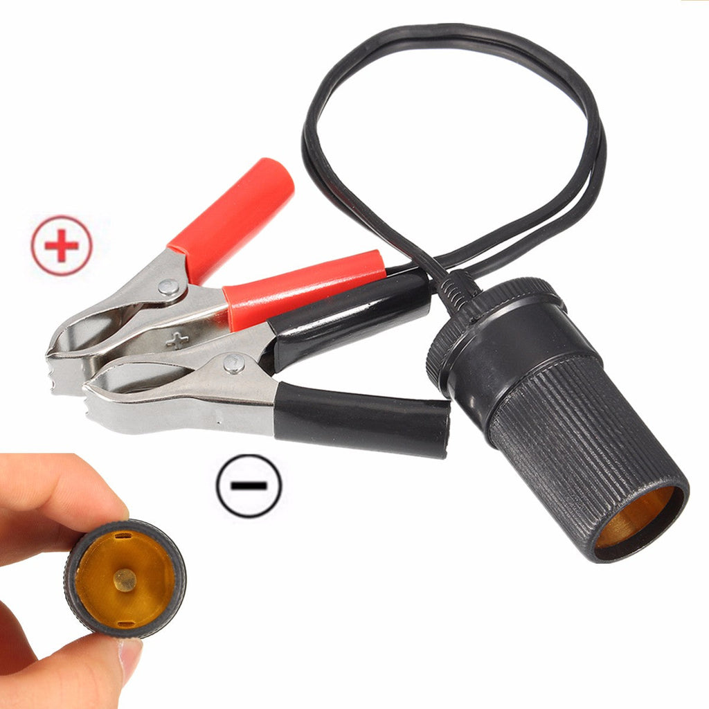 2 Sets x Cigarette lighter socket with alligator clips 12V