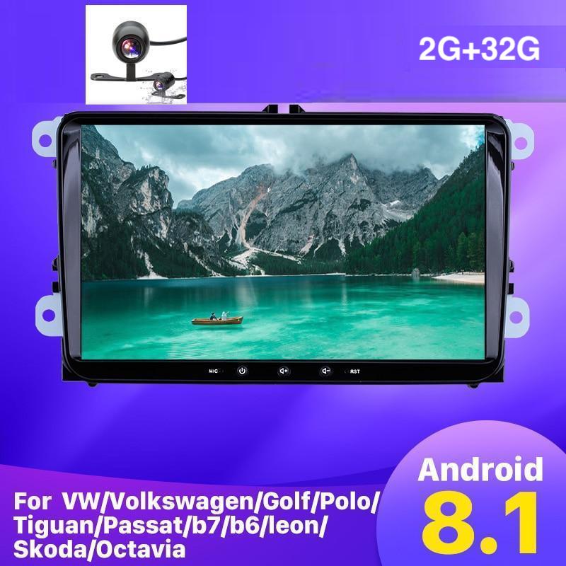 2G + 32G Stereo 9" 2din Android 8.1 Suit For VW Supports Apple CarPlay / Android Auto Head Unit + Camera Multimedia Player VW Golf 5 MK5 6 MK6 Skoda Passat