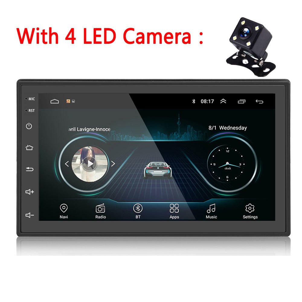 2 DIN Android 8.1 Car Stereo with Rear View Camera, GPS, 7'' MP5 Player Bluetooth WIFI FM Audio Radio