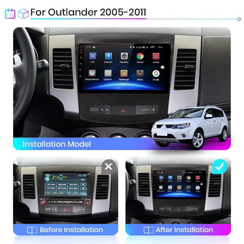 Android 11.0 2G+32G Car Radio Multimedia Player Supports Apple CarPlay Android Auto, GPS NZ Map For Mitsubishi Outlander xl 2 2005-2011 4007