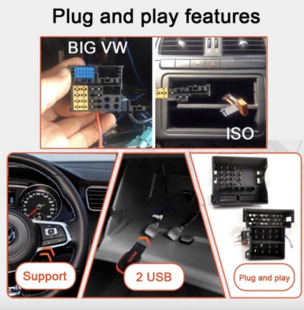 2G + 32G Suitable for VW Supports Apple CarPlay / Android Auto Android 11 Double DIN Head Unit Bluetooth, Radio, Video Player