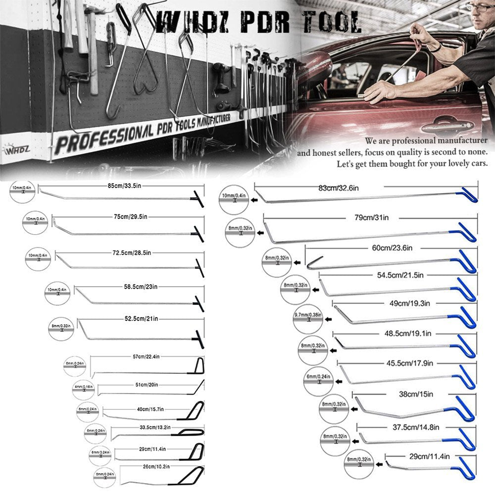 PDR Tool for Hail Damage Removal PDR Rods Dent Puller Slide Hammer Dent Lifter Glue Gun Tap Down Pdr Light Reflect Board