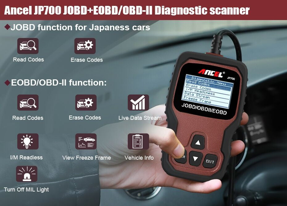 JOBD OBD2 Scanner for Japanese Car Automotive Diagnostic Tool to suit Toyota Nissan Honda Mazda Subaru Suzuki Mitsubishi Scanner Tool