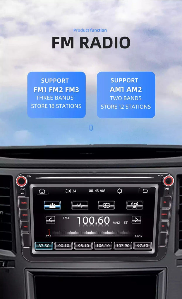 Car Stereo with Apple CarPlay / Android Auto Suit VW Golf MK5 MK6 Car Stereo Double DIN Head Unit, Bluetooth