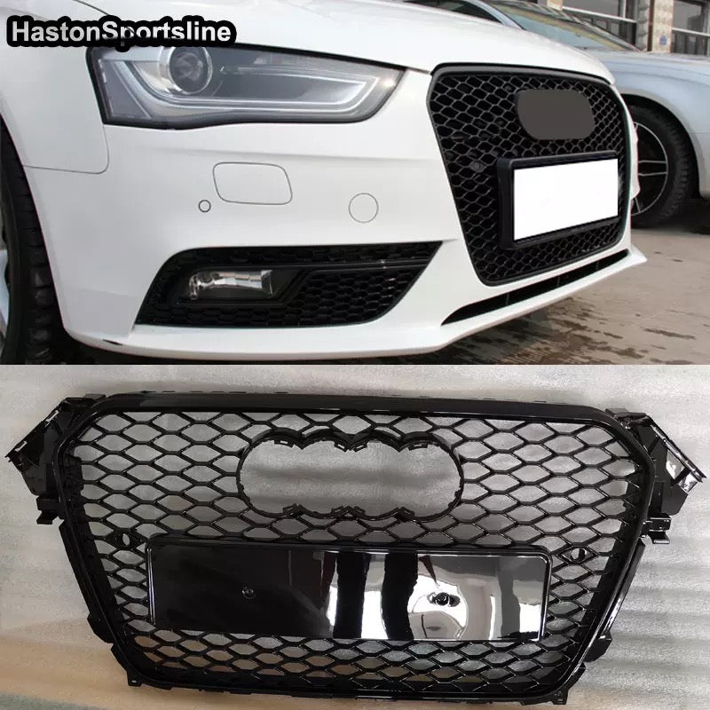 Front Sport Hex Mesh Honeycomb Hood Grill Gloss suit for Audi A4/S4 B8.5 2013 2014 2015 2016 for RS4 Style