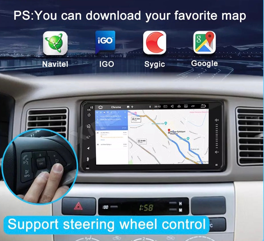 Android 8.1 Compatible with Toyota Car Stereo Head Unit Multimedia Player + Bluetooth + GPS Navigation + 8IR Rear Camera