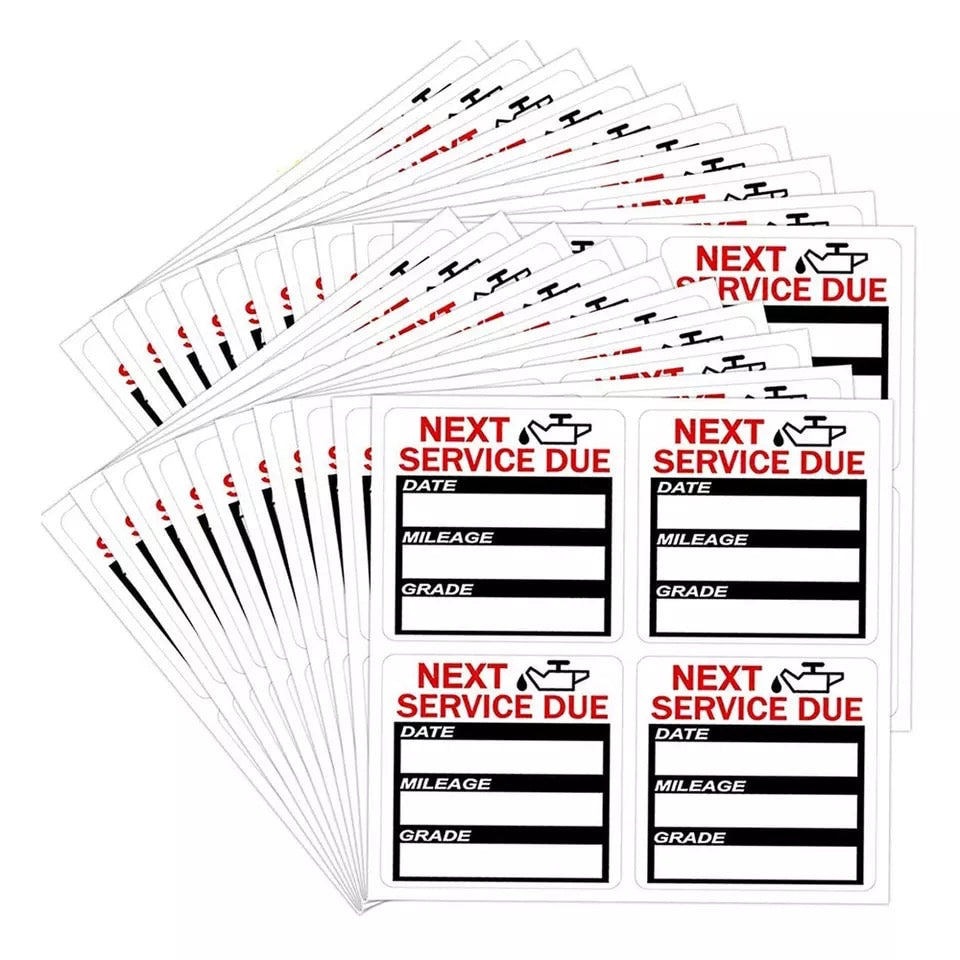 100 PCS Oil Change Service Reminder Windscreen Stickers