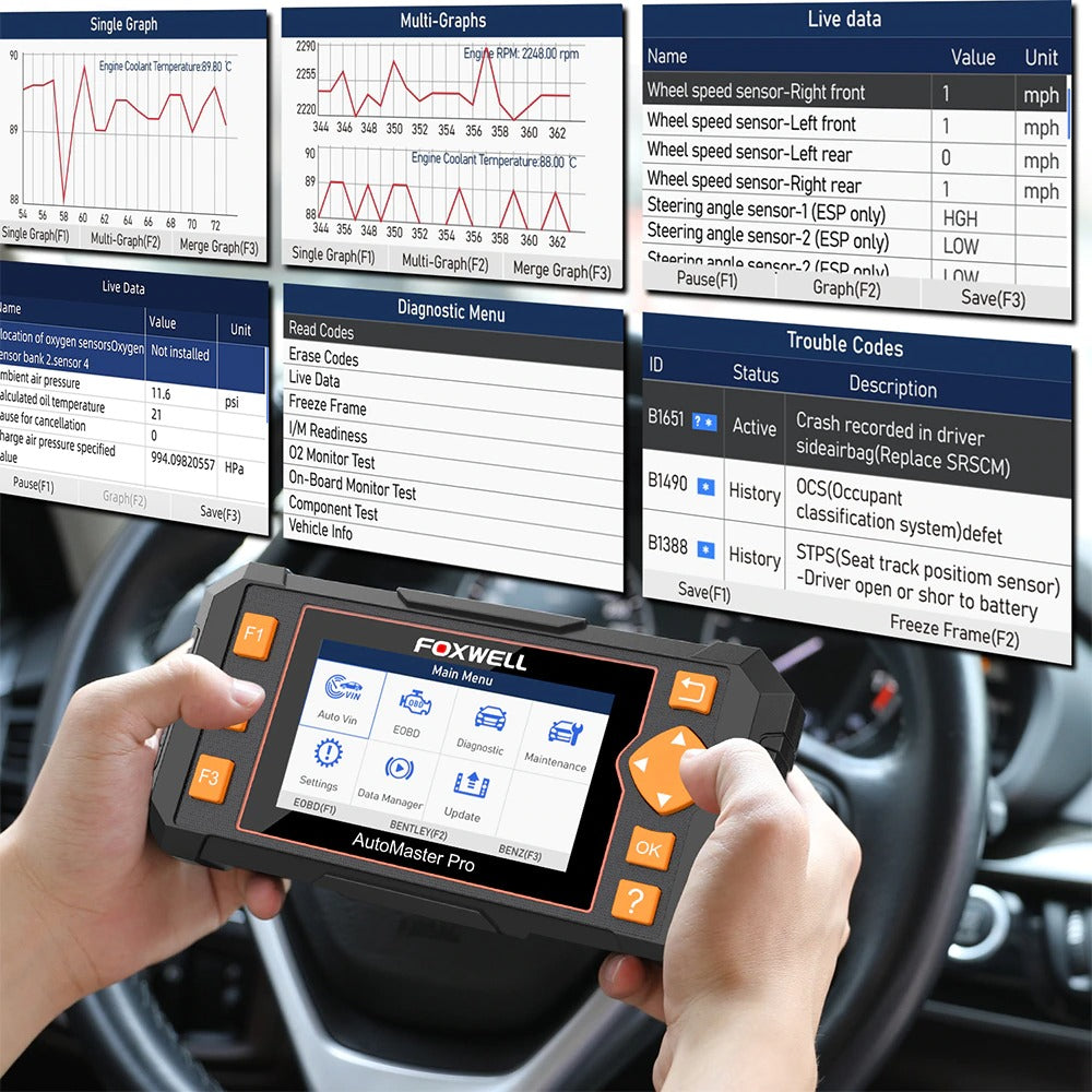 Foxwell NT634 OBD OBD2 Scanner Engine ABS SRS Transmission Scan Tool 11 Reset Functions OBD 2 Car Diagnostic Tool