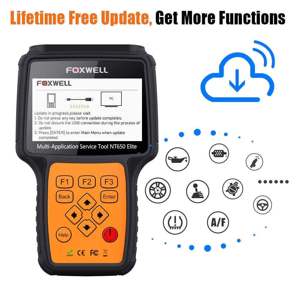 FOXWELL NT650 Elite OBD2 Automotive Scanner ABS SRS DPF Oil Reset Code Reader Professional OBD Car Diagnostic Tool OBD2 Scanner