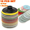 16pcs Diamond Polishing Pads Kit 4 inch 100mm Wet/Dry for Granite Stone Concrete