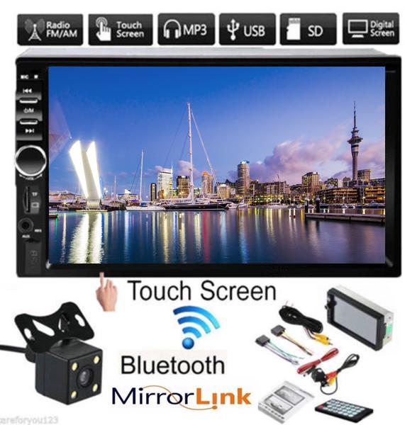 Car Stereo 2 DIN 7 inch Head Unit with Rear View Camera, Bluetooth, Remote