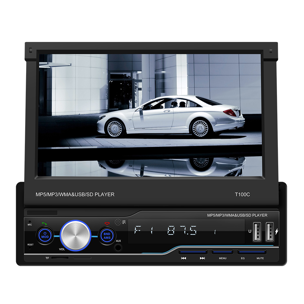 1Din Carplay Radio Car MP5 Player Mirror Link Handsfree With Camera 7" Touch Screen USB TF Video Audio Head Unit