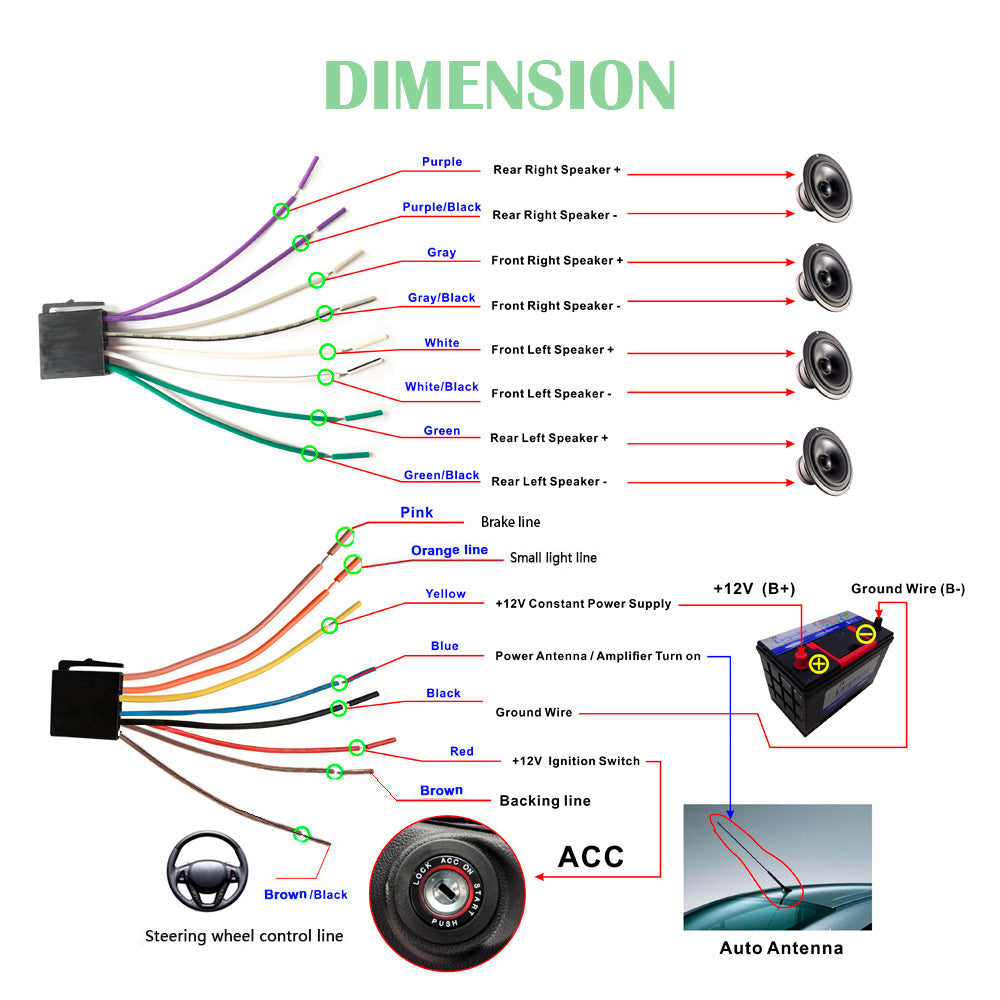 Car Stereo Double DIN Head Unit with Rear View Camera, Bluetooth, 7" Touch Screen Car Stereo Radio CarPlay