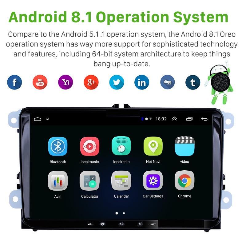 2G + 64G Android 12 Suitable for VW Support Apple CarPlay 9” Head Unit Multimedia Player suit for VW Golf 5 6 Skoda Passat Seat