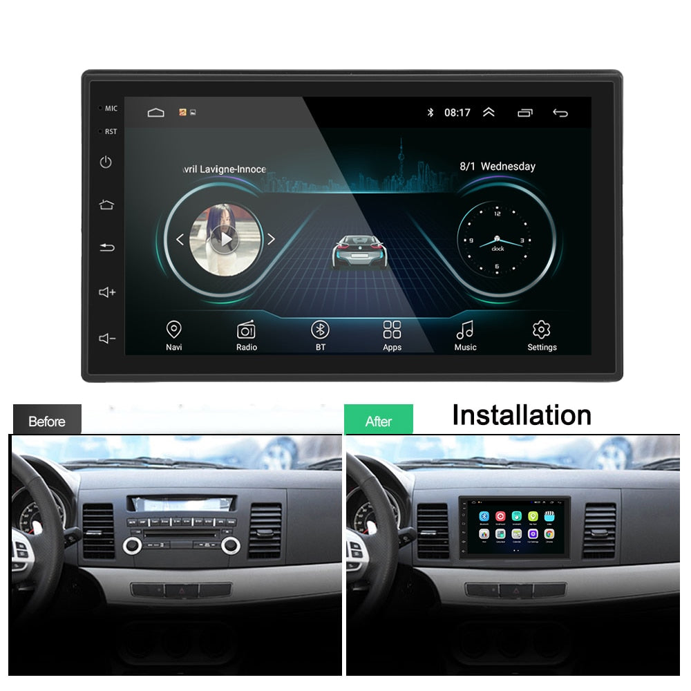 2 Din Car Stereo RAM 2G + 16G CarPlay / Android Auto, GPS + Rear View Camera, WiFi Universal Head Unit