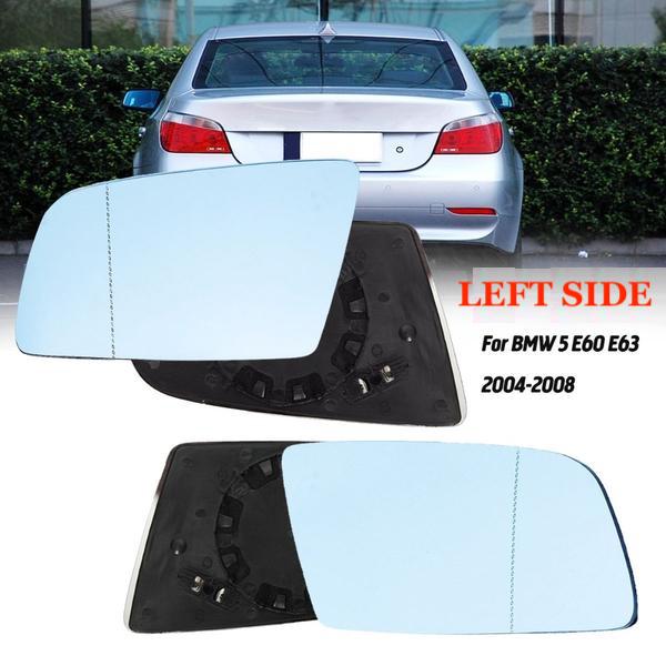 Left Side Blue Heated Electric Wide Angle Wing Mirror Glass For BMW 5 E60 E61 2003-2010