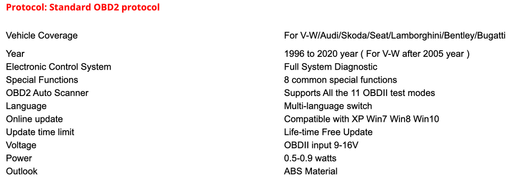 Full System OBD2 Scanner For VW Audi Skoda Seat Car Diagnostic Tool with SAS EPB DPF Oil Battery Reset