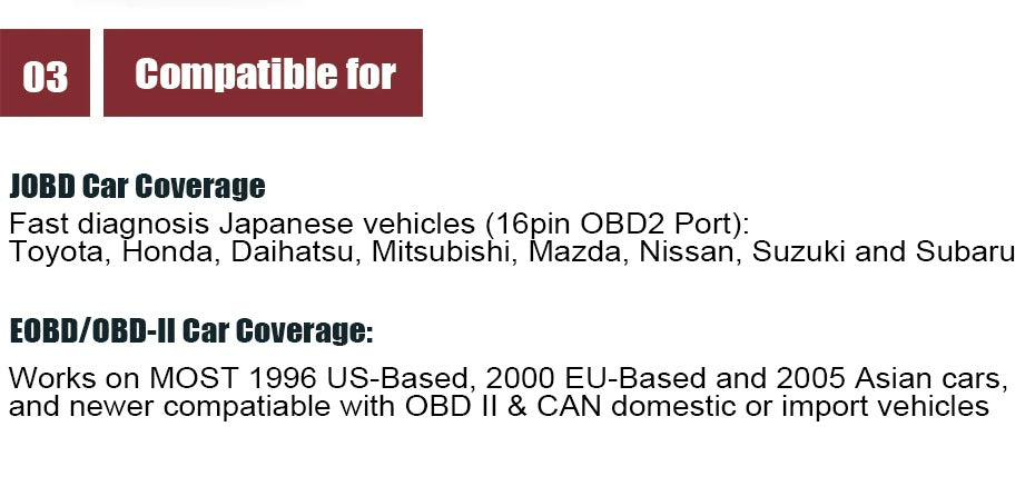 JOBD OBD2 Scanner for Japanese Car Automotive Diagnostic Tool to suit Toyota Nissan Honda Mazda Mitsubishi Scanner Tool