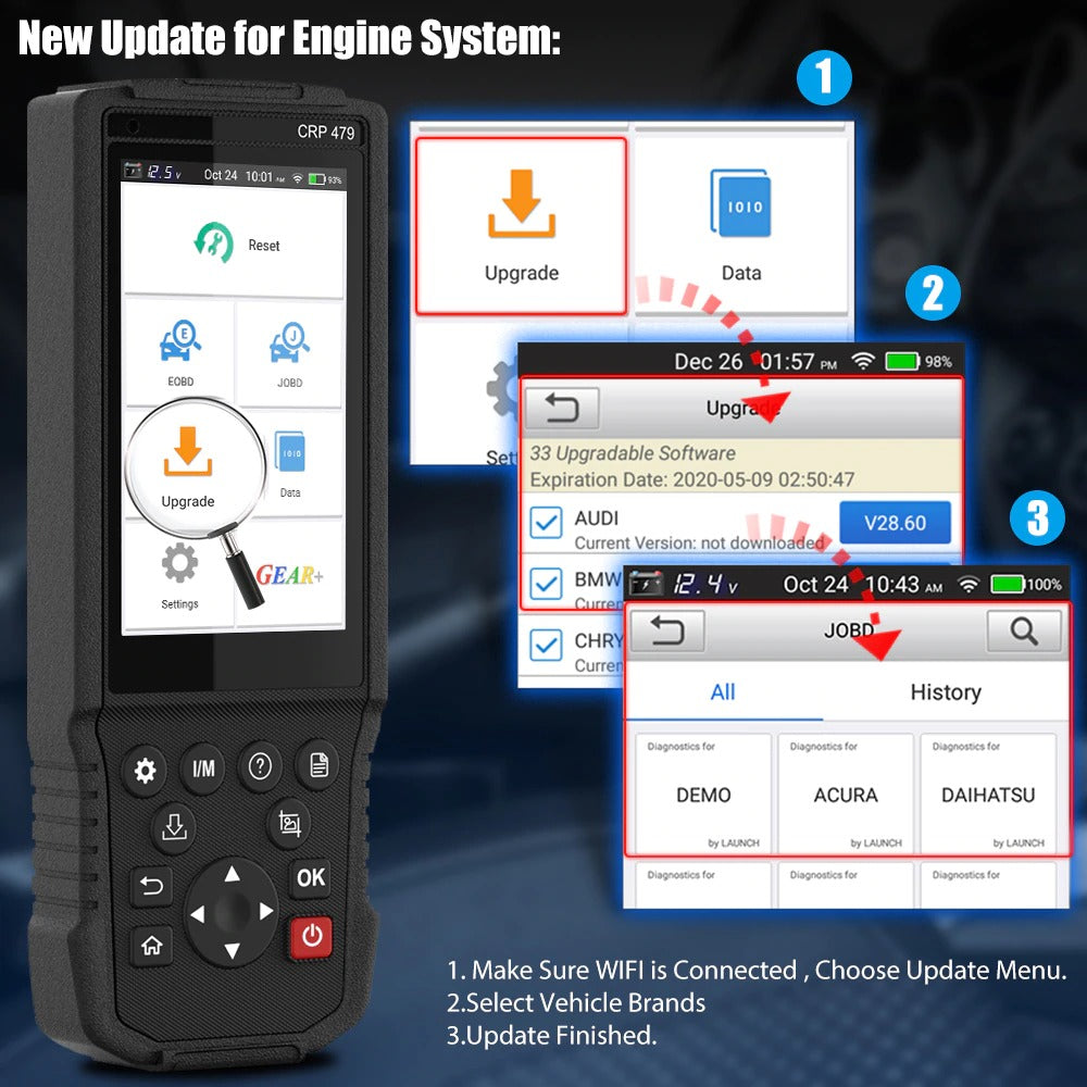 LAUNCH X431 CRP479 OBD2 Scanner JOBD Auto Scanner ABS TPMS DPF IMMO Key EPB Oil Reset Car diagnostic Tool OBD2 LAUNCH X431 WIFI