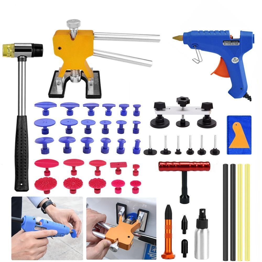 Paintless Hail Removal Dent Lifter T-Bar PDR Tools Glue Gun Car Body Repair Kit