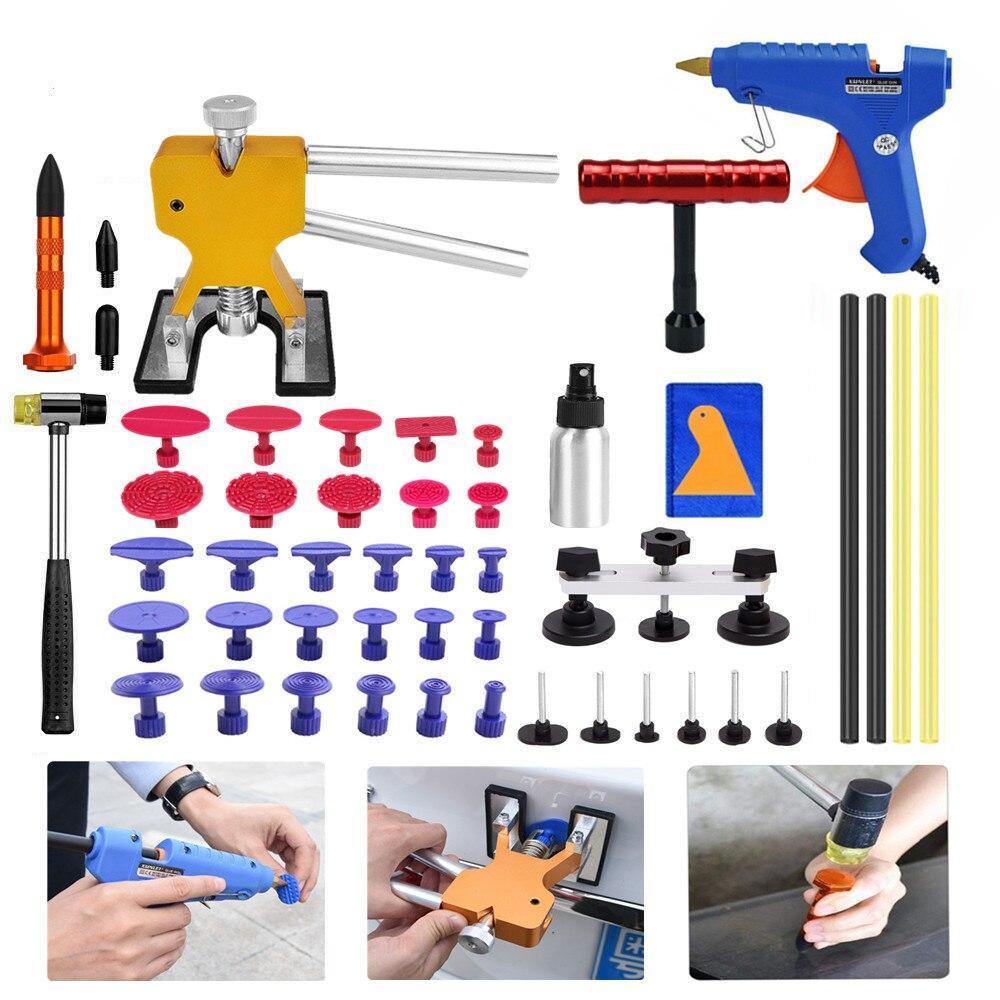 Paintless Hail Removal Dent Lifter T-Bar PDR Tools Glue Gun Car Body Repair Kit