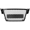 Front Sport Hex Mesh Honeycomb Hood Grill Gloss Black Suitable for Audi A4 / S4 B8 2008 2009 2010 2011 2012 For RS4