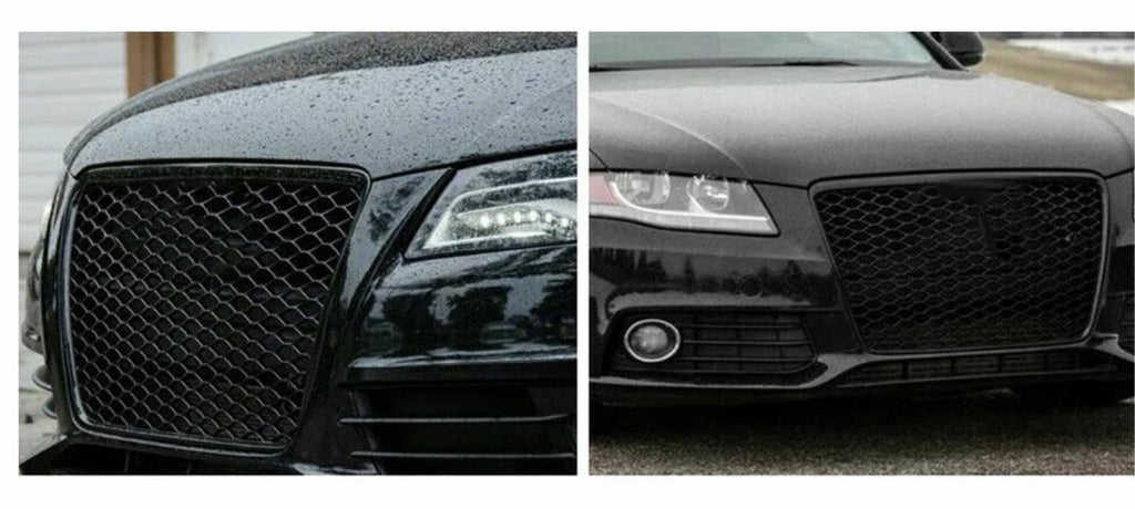 Front Bumper Sport Hex Mesh Honeycomb Hood Grill Gloss Black for Audi A4 / S4 B8 2008 2009 2010 2011 2012 For RS4