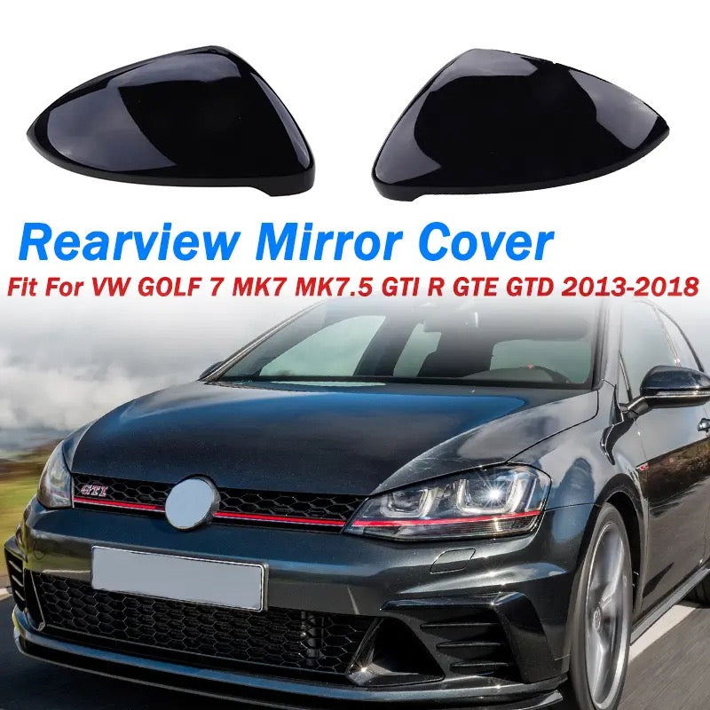 Pair of Black Mirror Covers For VW Golf 7 MK7 7.5 GTD R GTI Touran L E – VW  GTI PARTS NZ