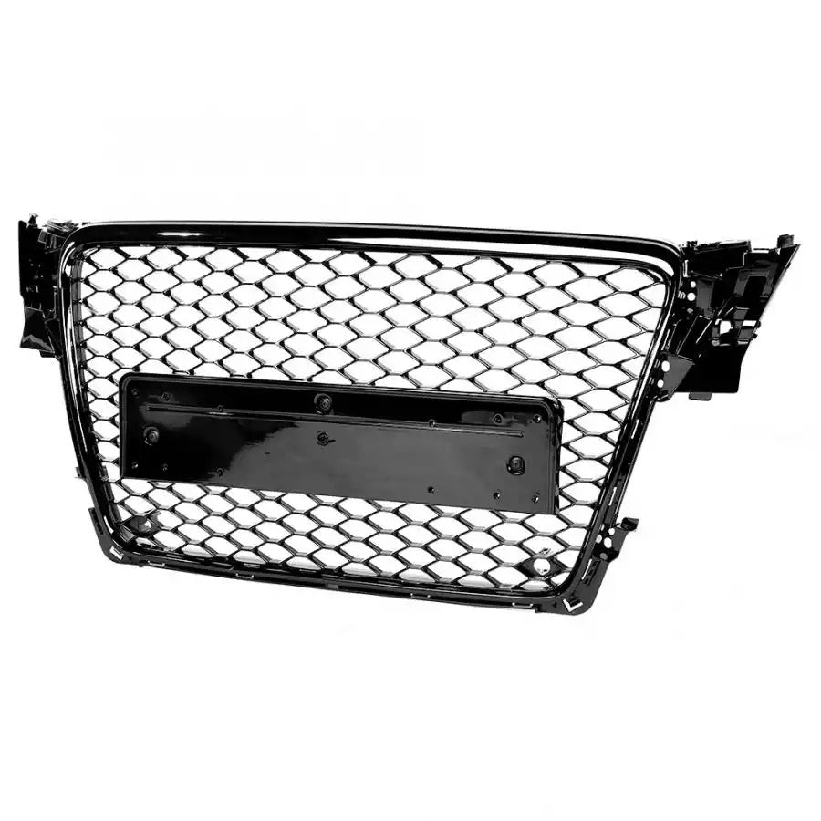 Front Sport Hex Mesh Honeycomb Hood Grill Gloss Black Suitable for Audi A4 / S4 B8 2008 2009 2010 2011 2012 For RS4