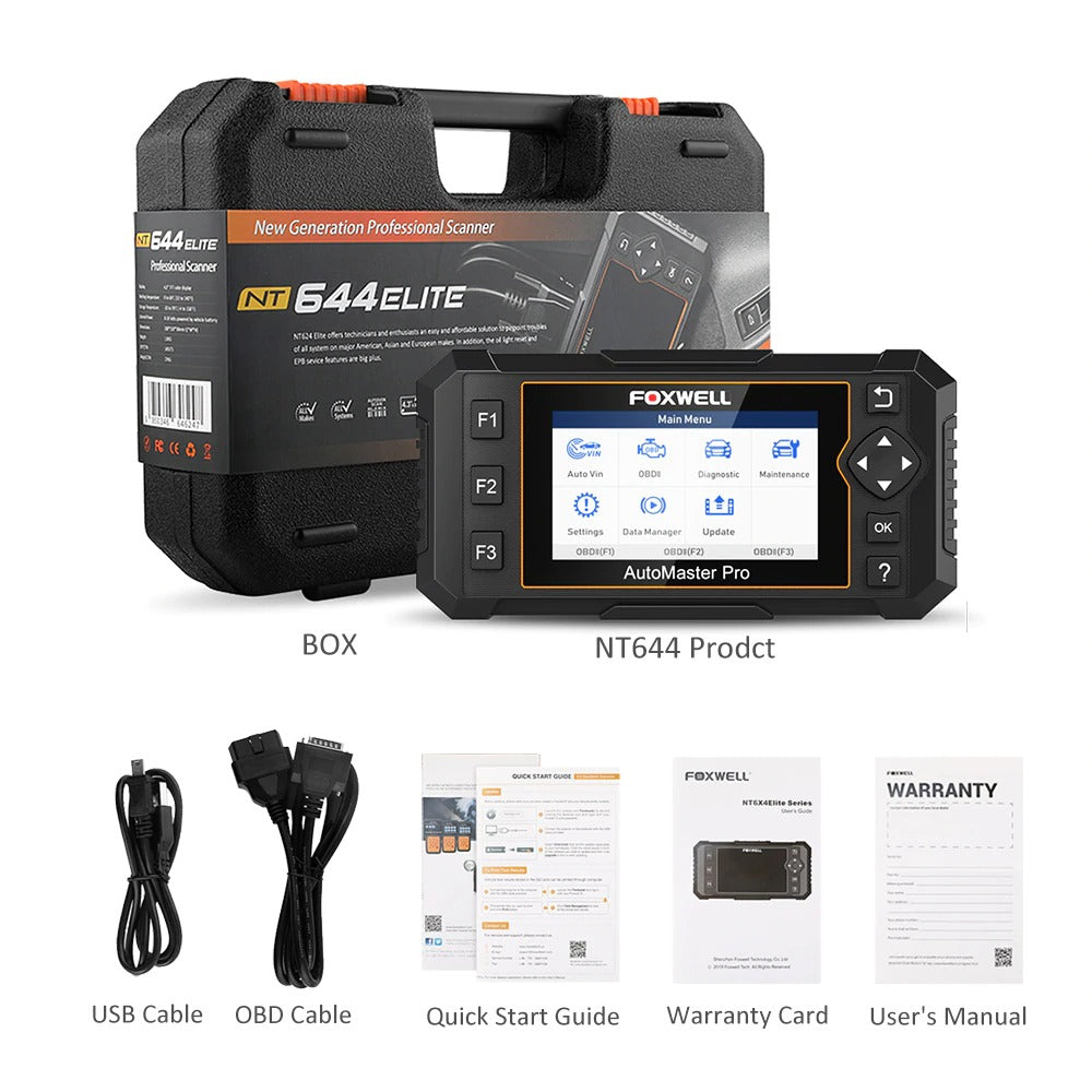 Foxwell NT644 Elite Professional OBD 2 Diagnostic Car Scanner Tool Full System Scan 19 Reset Service OBD2 Automotive Scanner