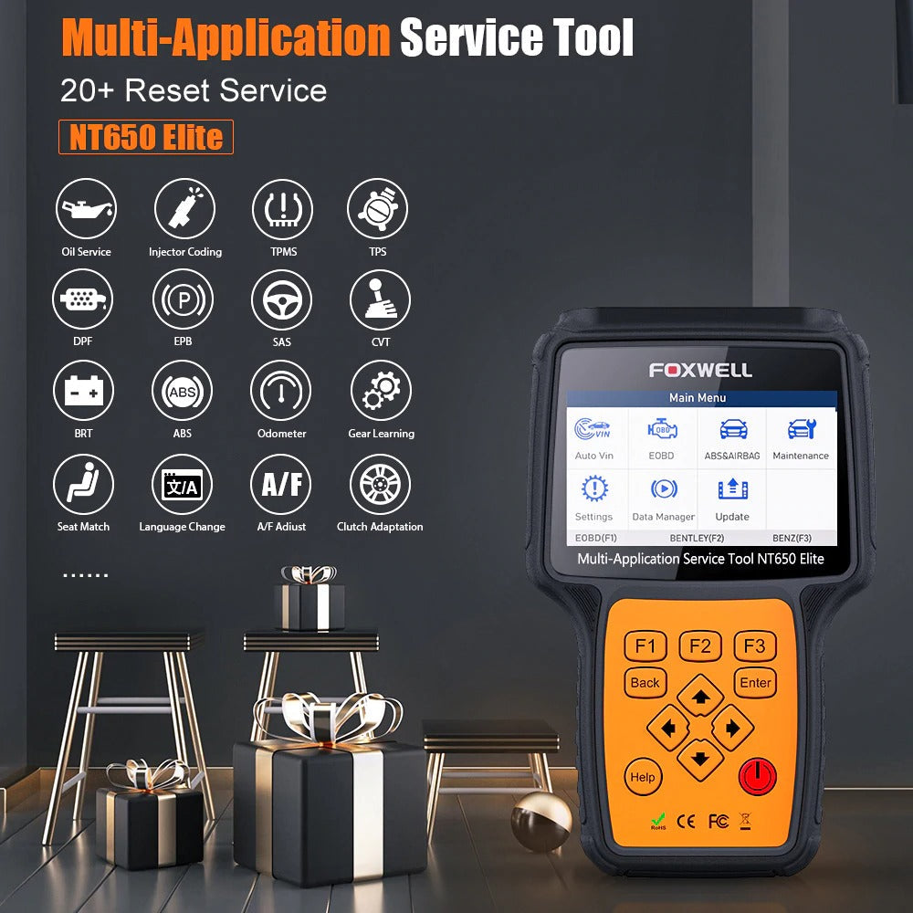 FOXWELL NT650 Elite OBD2 Automotive Scanner ABS SRS DPF Oil Reset Code Reader Professional OBD Car Diagnostic Tool OBD2 Scanner