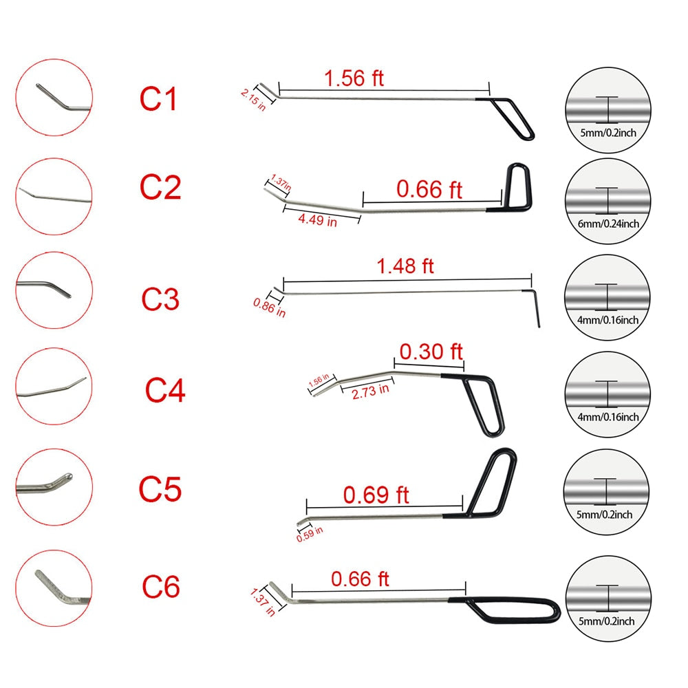 PDR Automotive Paintless Dent Repair Removal Tools Puller Kits Hail Repair Tools PDR Hooks Rods Wedge Pump Tap Down Pen